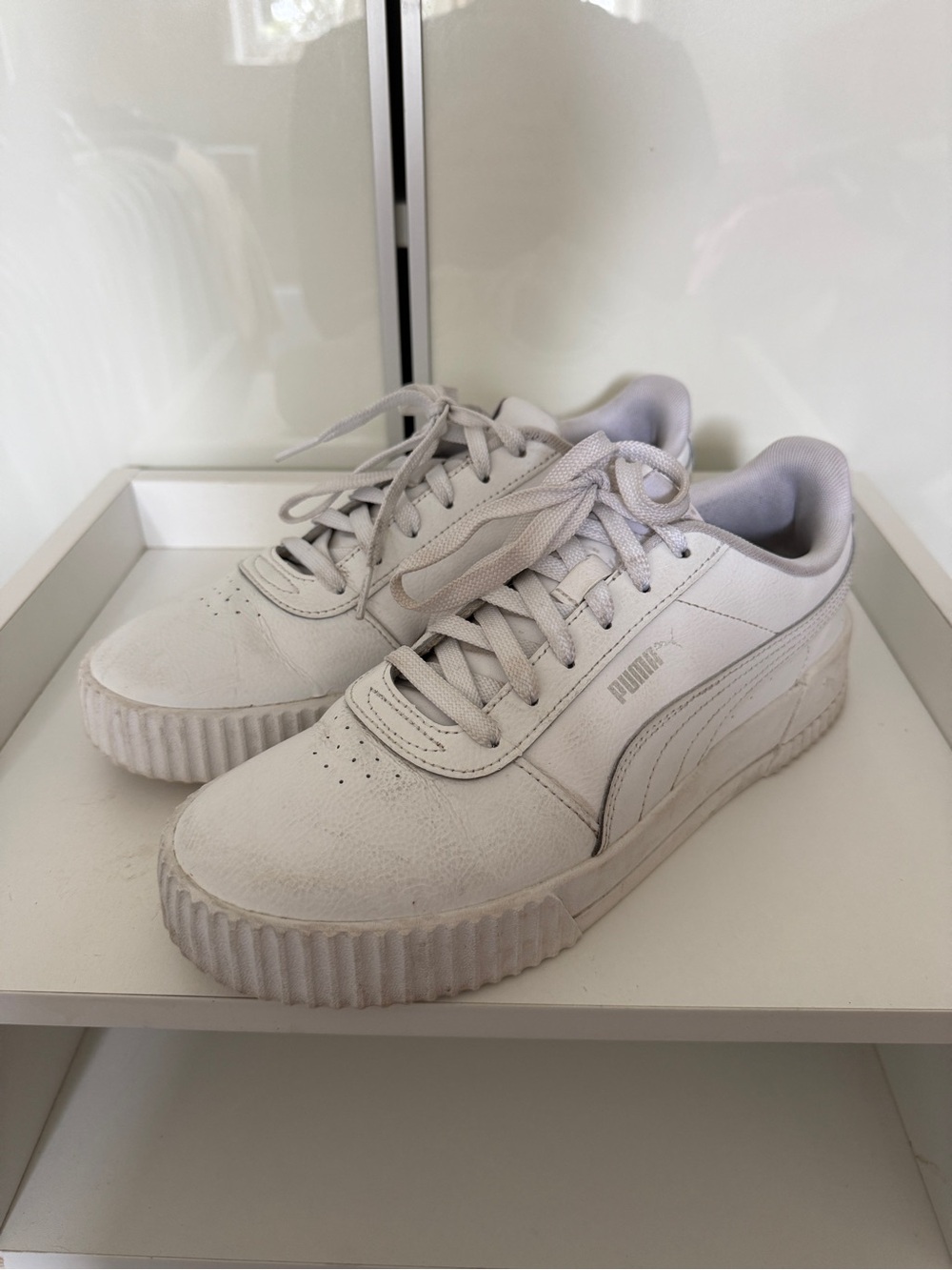 Puma White Pleather Sneakers